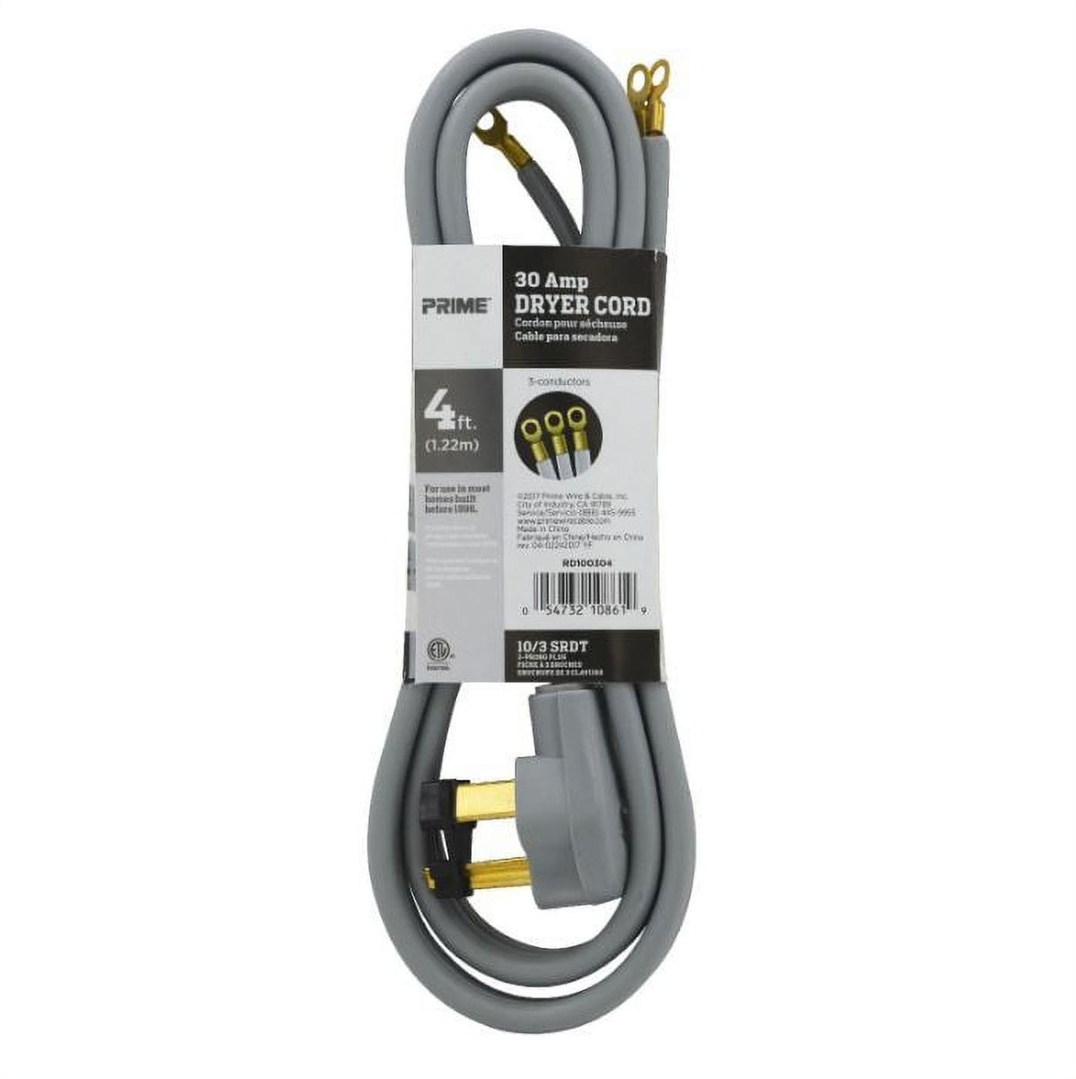 4 Feet 10/3 30 Amp 3-Wire Dryer Cord (4 Pack) F914