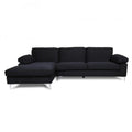 Black Velvet L-Shaped Sectional Sofa with Metal Legs D9670