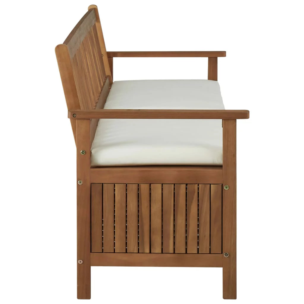 Storage Bench with Cushion Solid Acacia Wood Y204