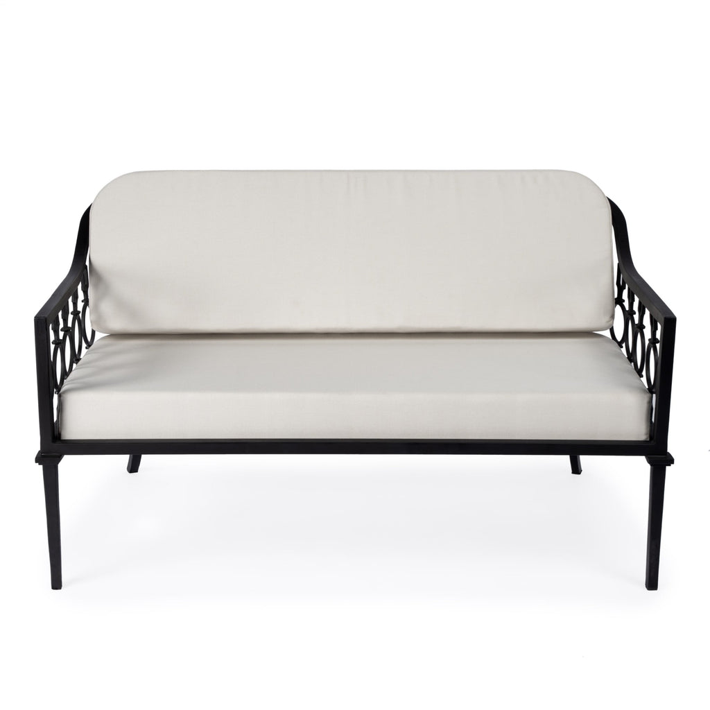 Black Iron Upholstered Outdoor Loveseat T46198