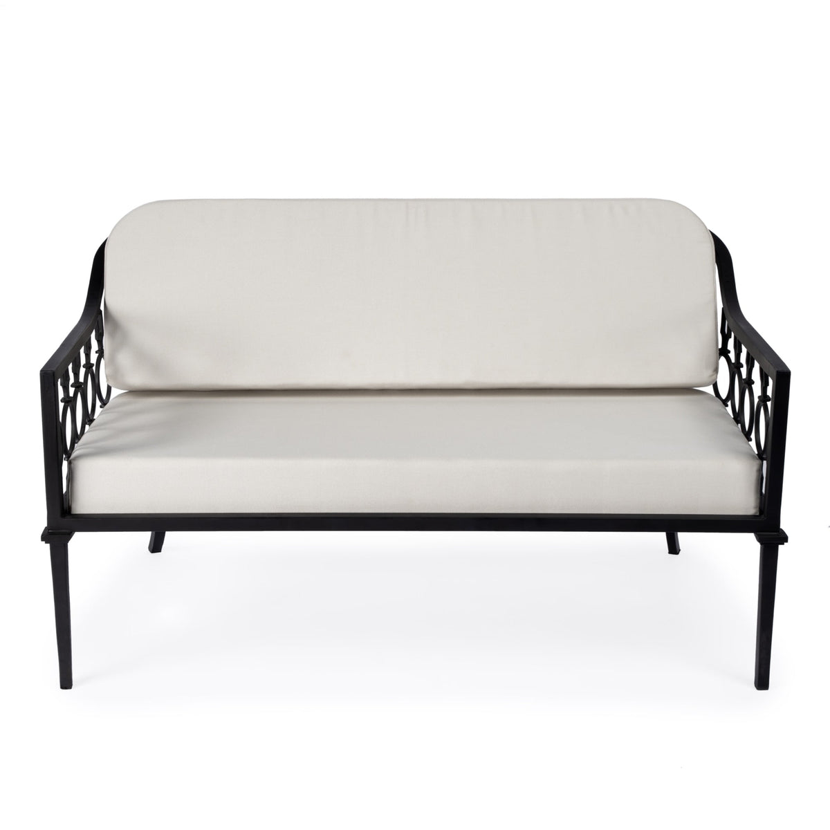 Black Iron Upholstered Outdoor Loveseat T46198