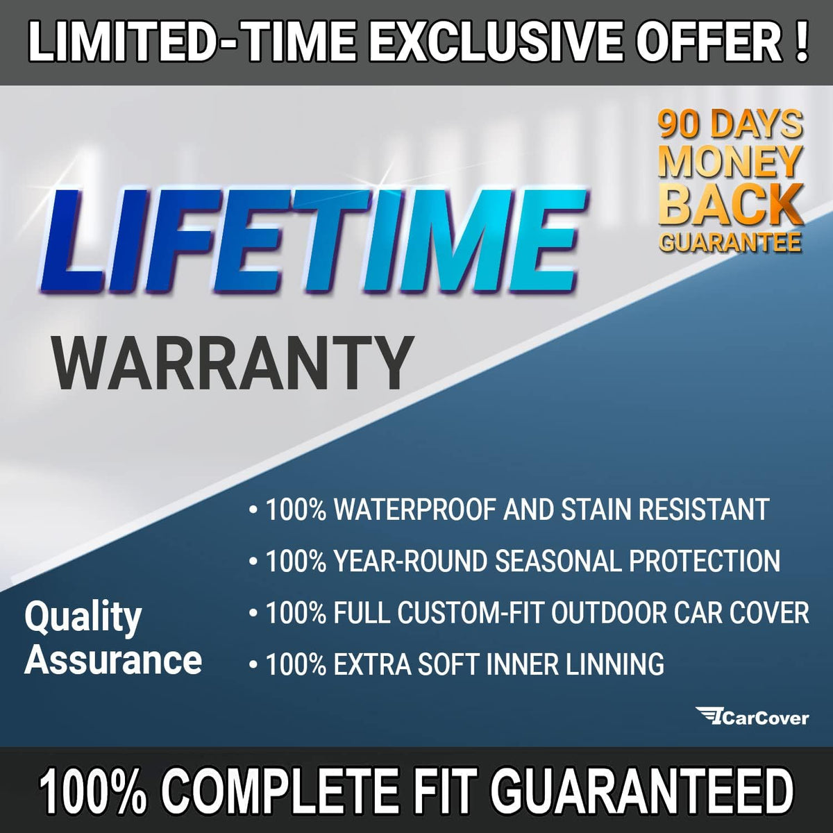 Premium Full Car Cover Waterproof All Weather Resistant Custom Outdoor Indoor Sun Snow Storm Protection Form-Fit Padded Cover with Straps E7015