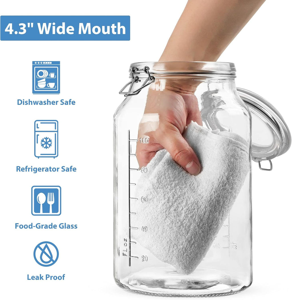 2 Pack 1 Gallon Glass Storage Jars with Airtight Lids P5926