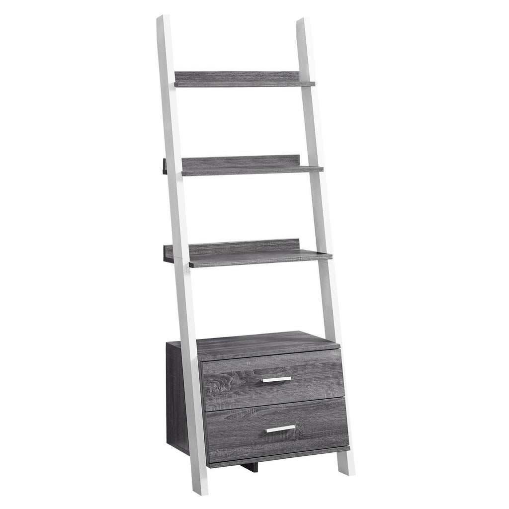 Gray and White Four Shelves Ladder Bookcase N3447