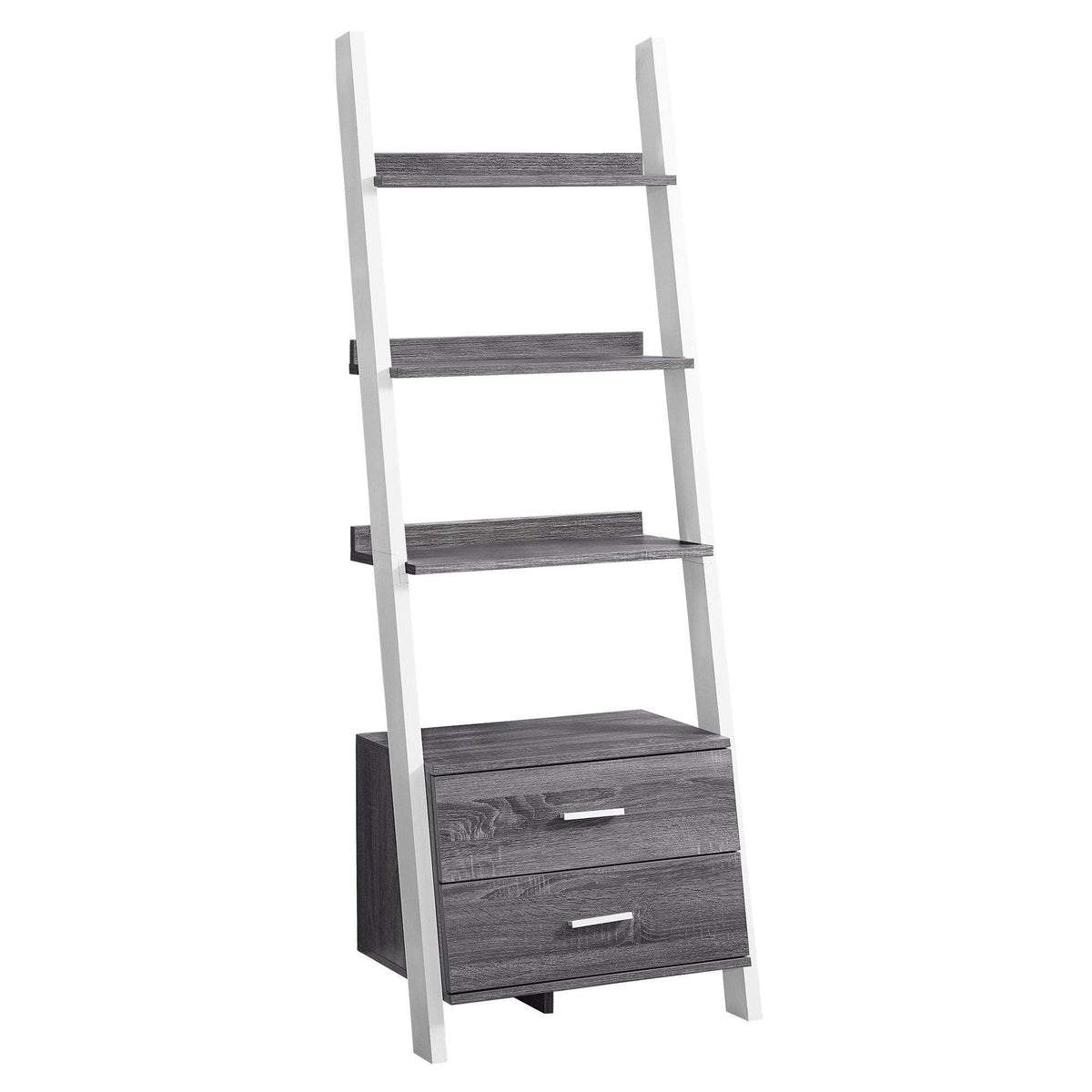 Gray and White Four Shelves Ladder Bookcase N3447