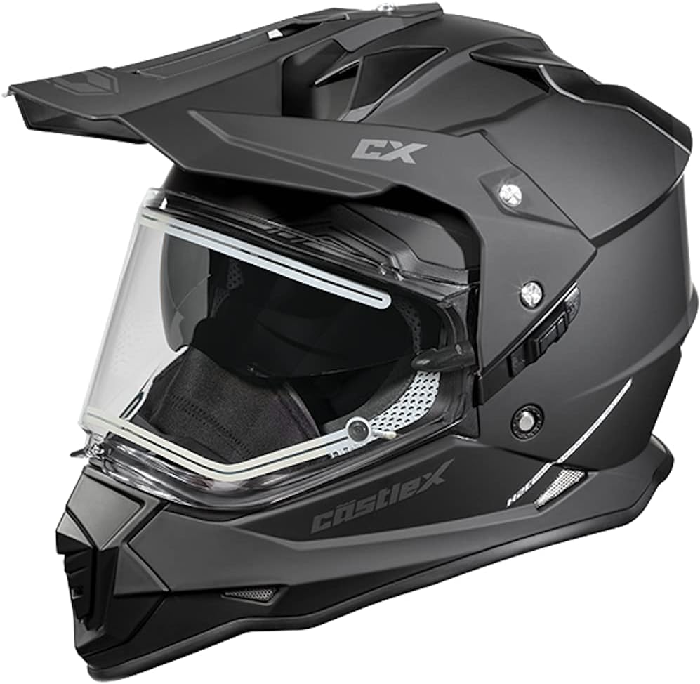 Matte Black Dual Sport Electric Snowmobile Helmet L651789