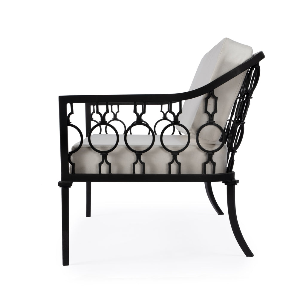 Black Iron Upholstered Outdoor Loveseat T46198