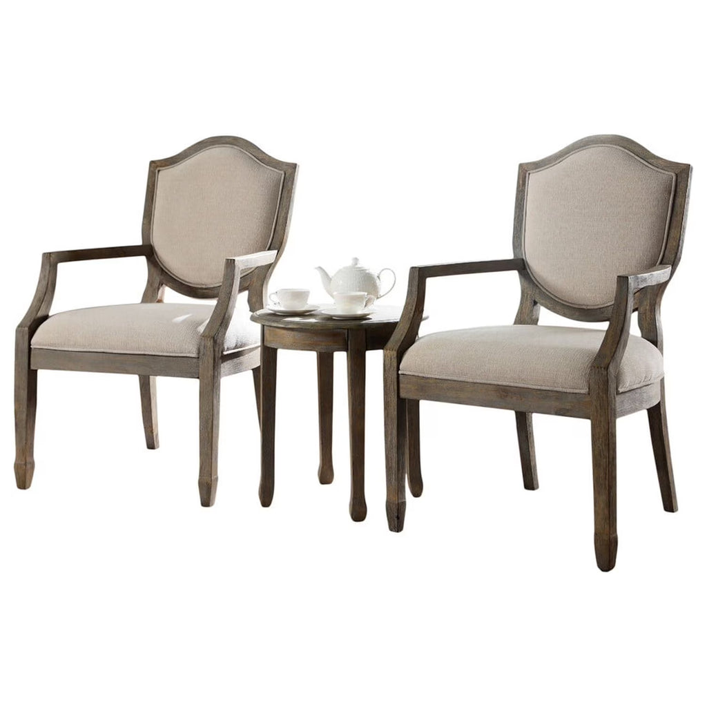 Antique Natural 3-Piece Wood and Fabric Living Room Set A330