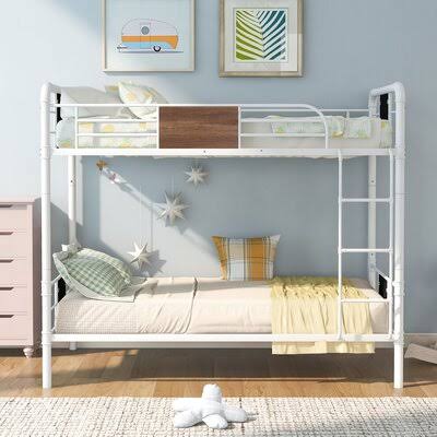 Twin Over Twin Metal Bunk Bed White R592861