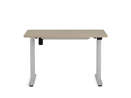 White Base & Light Oak Top Height-Adjustable Desk R5183