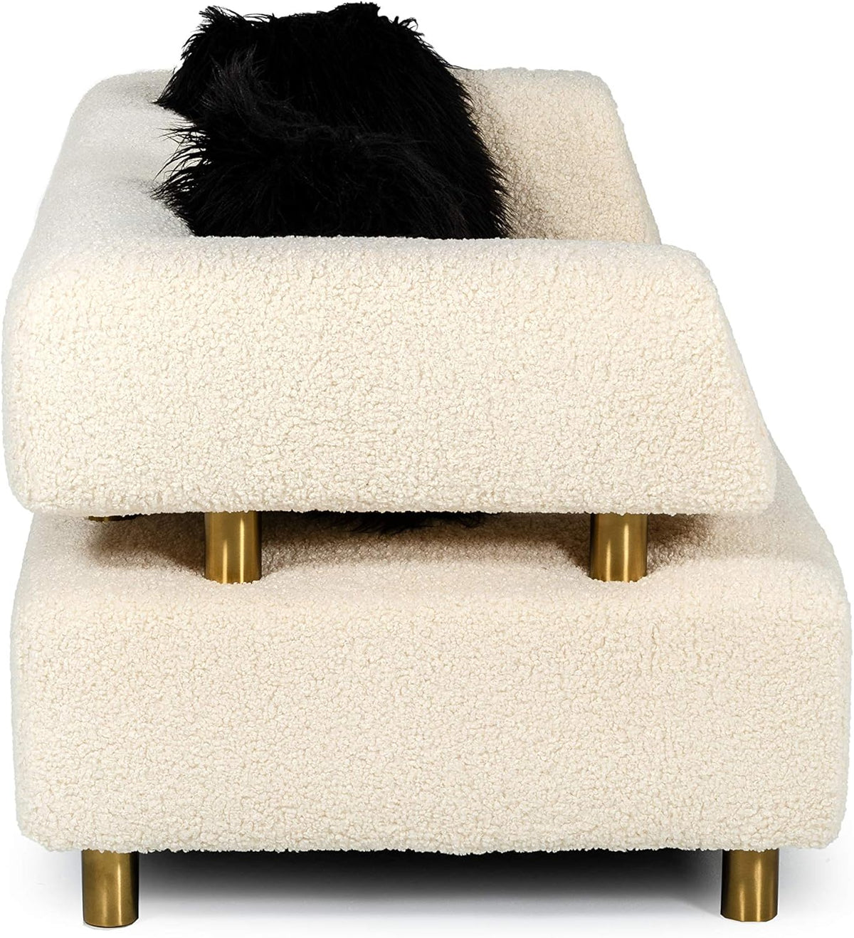 Beige Polyester Fabric Upholstered Sofa with Brushed Gold Stainless Steel Legs M827