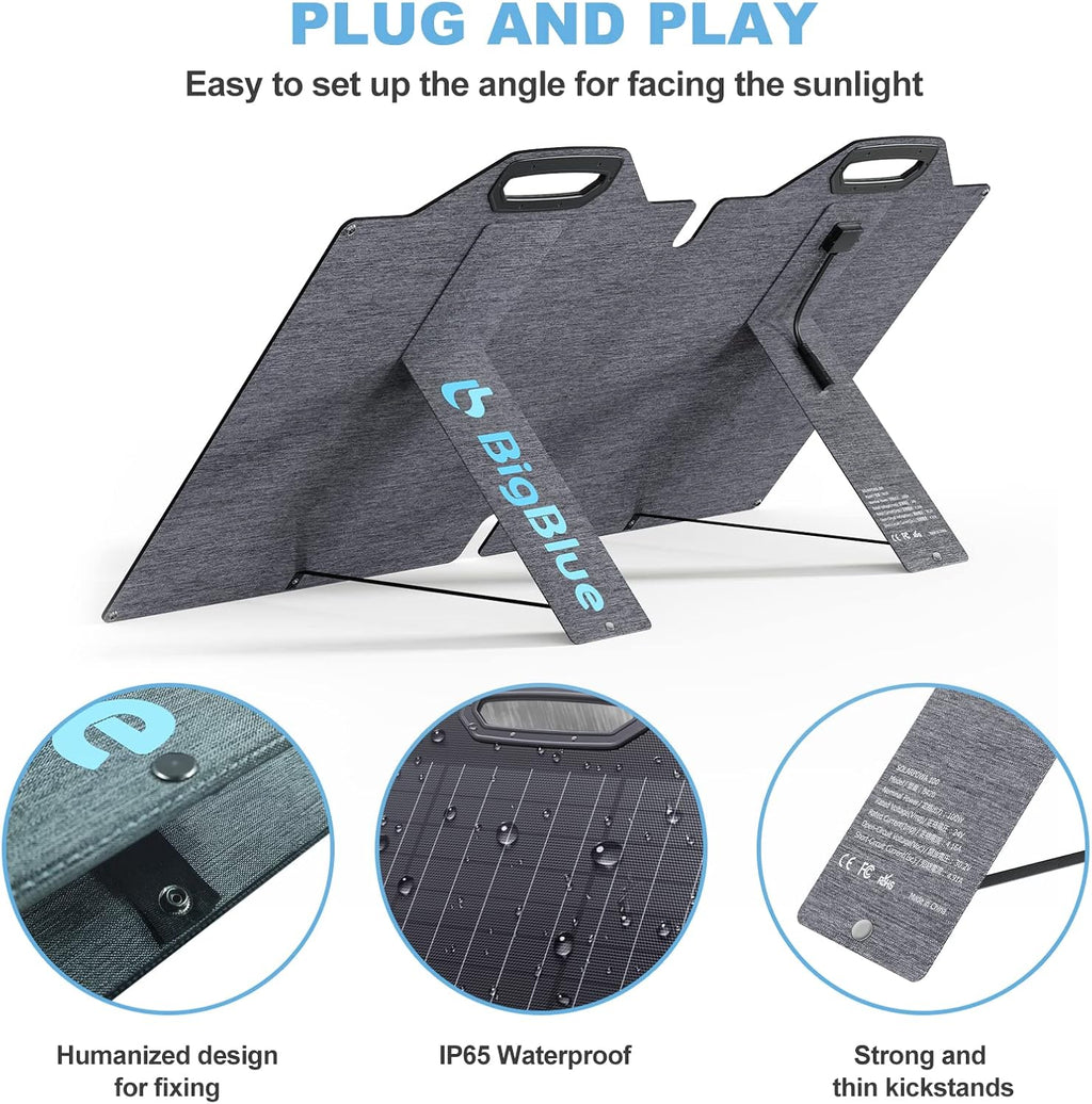 100W ETFE Portable Solar Panels with Kickstands, IP65 Waterproof A6314