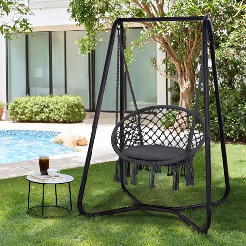 Grey Hammock Chair with Stand L9434