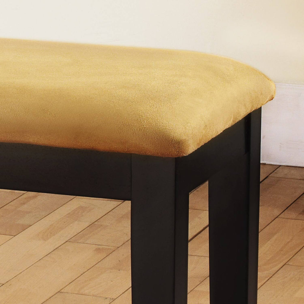 Goldtone Microfiber Black Wood Base Gold Bench F8650