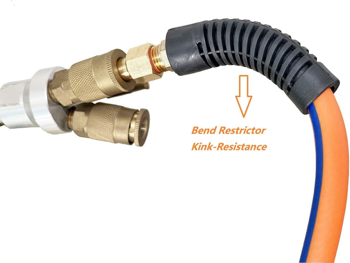 Orange 3/8”ID x 100ft 300PSI Air Compressor Hose with 1/4” Brass Coupler, Pack of 2 X42959