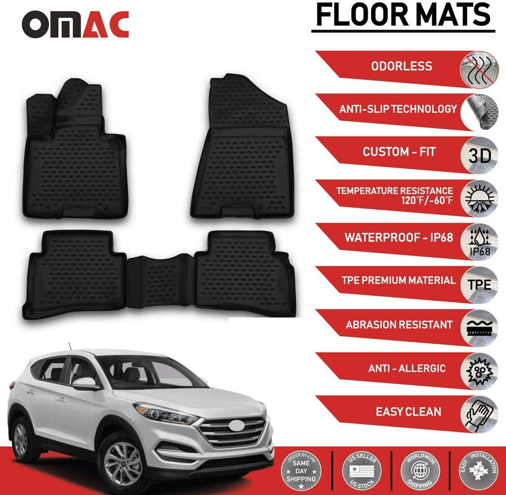 Black 3D All Weather Floor Mats Custom Liner for Hyundai Tucson C231929