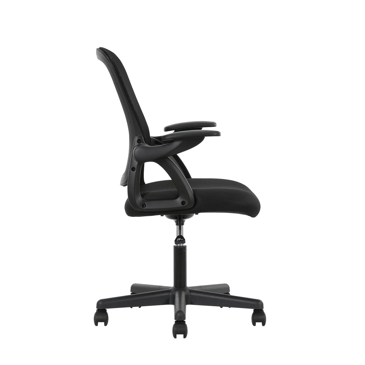 Black Fabric Ergonomic Mesh Back Office Chair with Flip-up Arms N531