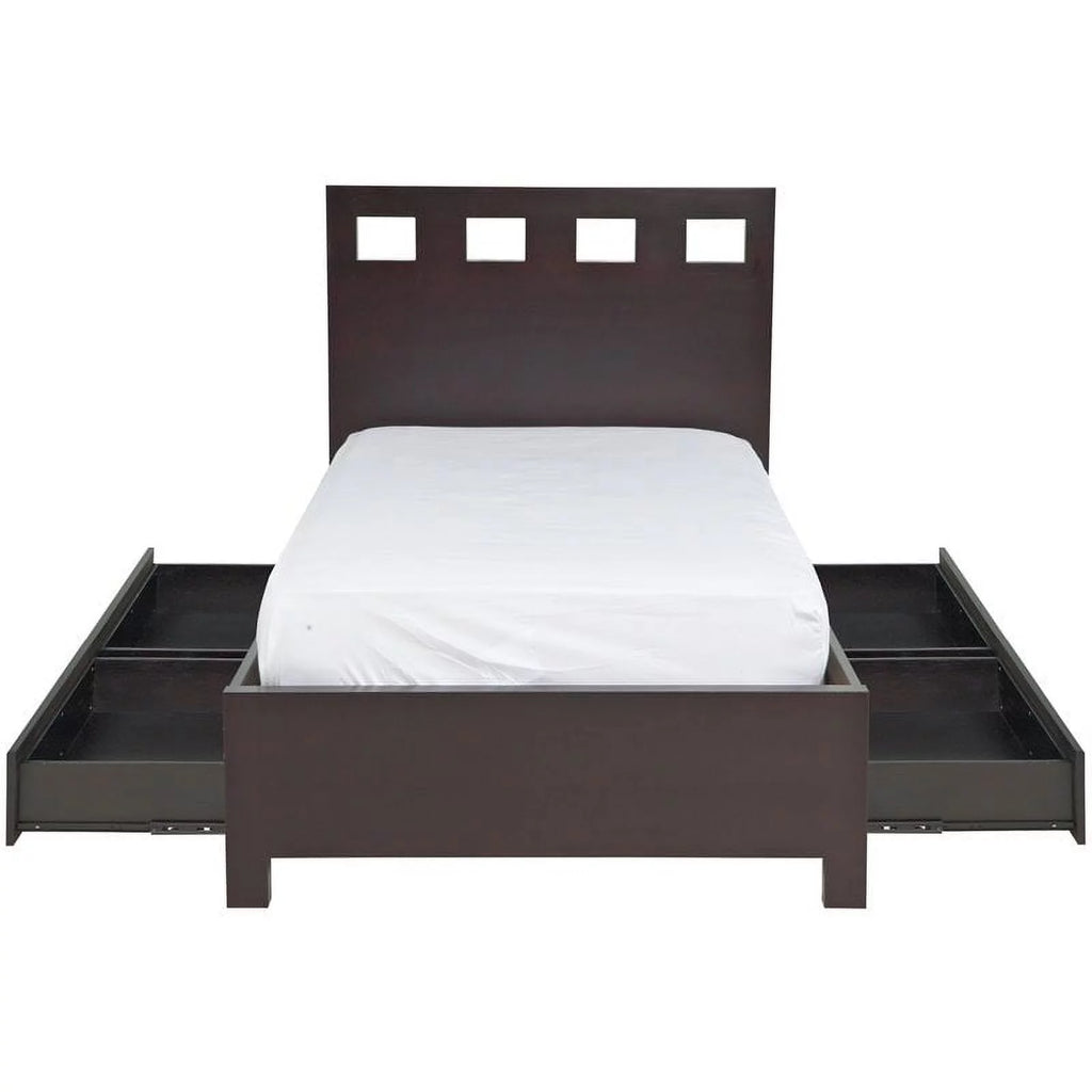 Espresso Solid Wood Platform Storage Bed I371019