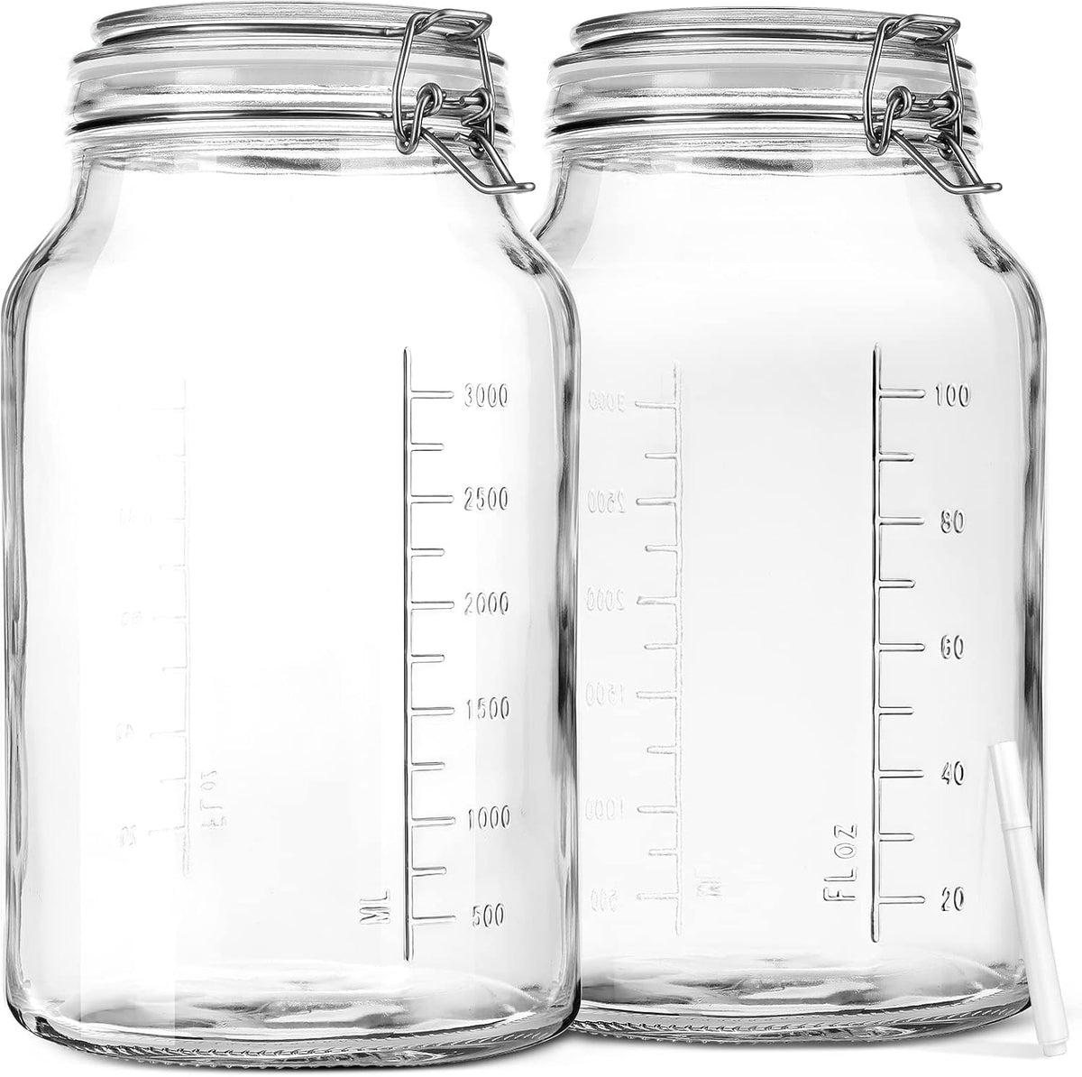 2 Pack 1 Gallon Glass Storage Jars with Airtight Lids P5926