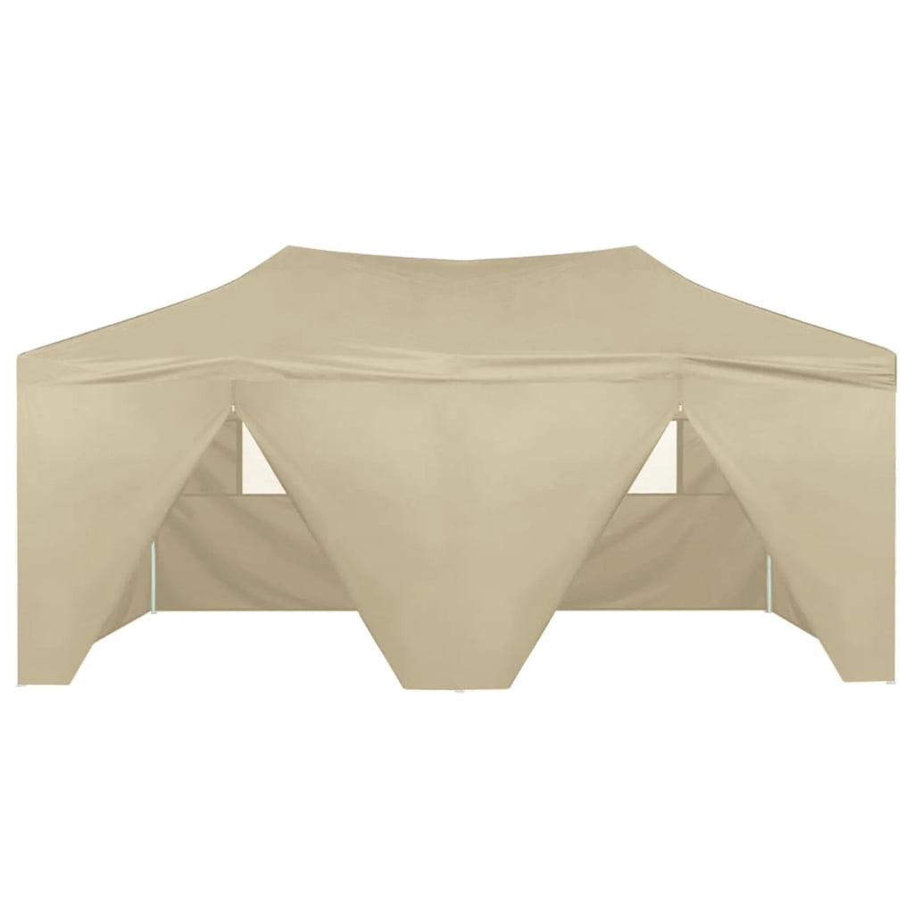 Folding Party Tent with 4 Sidewalls Steel Frame Canopy Shelter Cream 236.2 x 118.1 x 124 Inches L5349