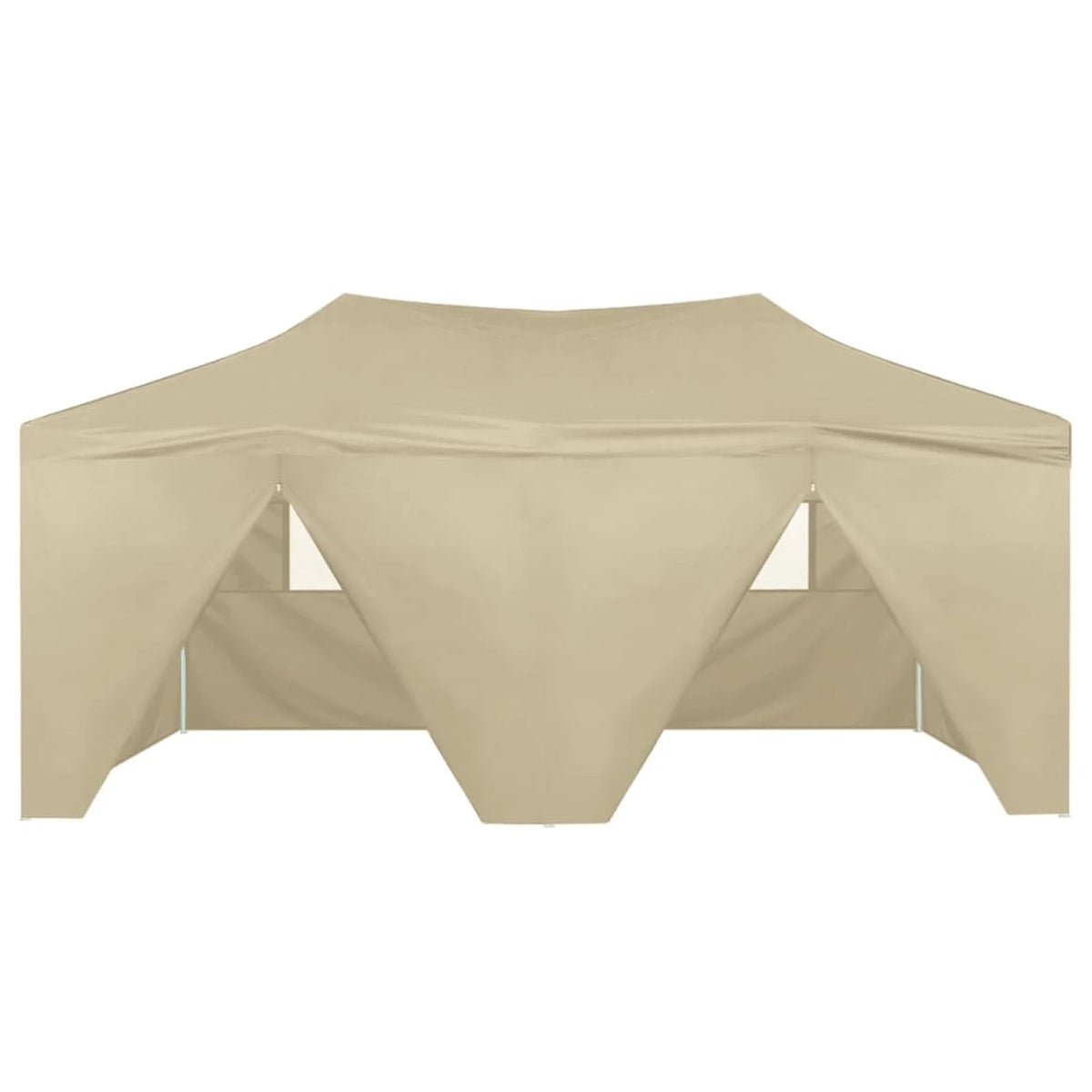 Folding Party Tent with 4 Sidewalls Steel Frame Canopy Shelter Cream 236.2 x 118.1 x 124 Inches L5349