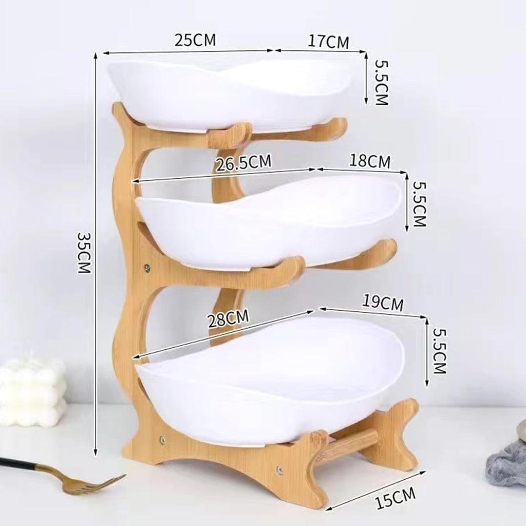 3-Tier Oval Fruit Basket with Bamboo Stand G427270