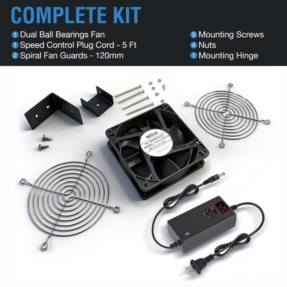 120mm x 38mm AC Muffin Fan with Variable Speed Controller W6185
