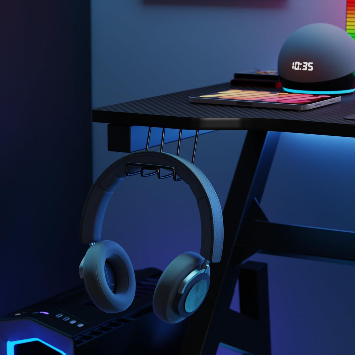 47" Black & Red Carbon Fiber Textured Gaming Desk with Cup Holder Q417