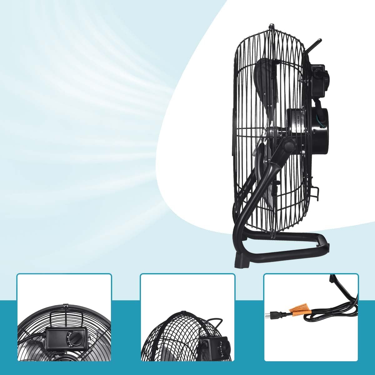 20 in. 3 Speed Metal Floor Fan with Tilting Head E5210