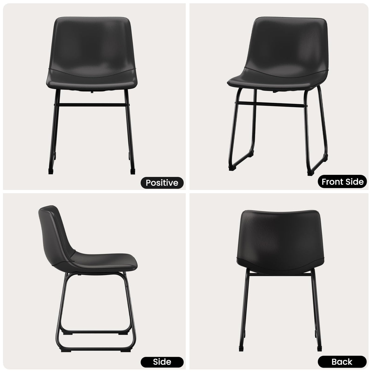 Black PU Leather Dining Chairs Set of 2 Y172860