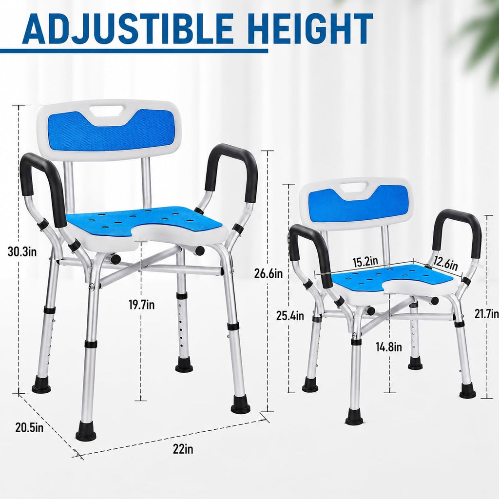 Shower Chair with Arms and Back, U-Shaped Seat X6111
