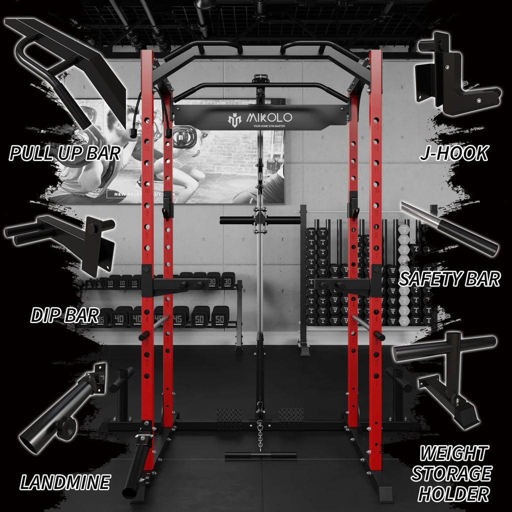 1200LBS Capacity Power Rack with LAT Pulldown System P161986