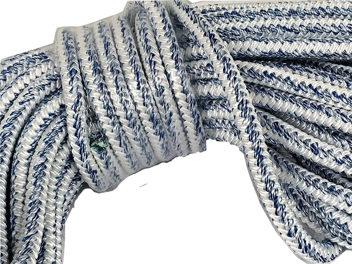 3/4 Inch by 150 Feet 12 Carrier 24 Strand Arborist Bull Rope White Blue D96399