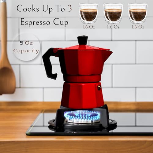 Aluminum Moka Pot Coffee Maker with Coffee Mug, 3 Espresso Cup 5 oz A4455