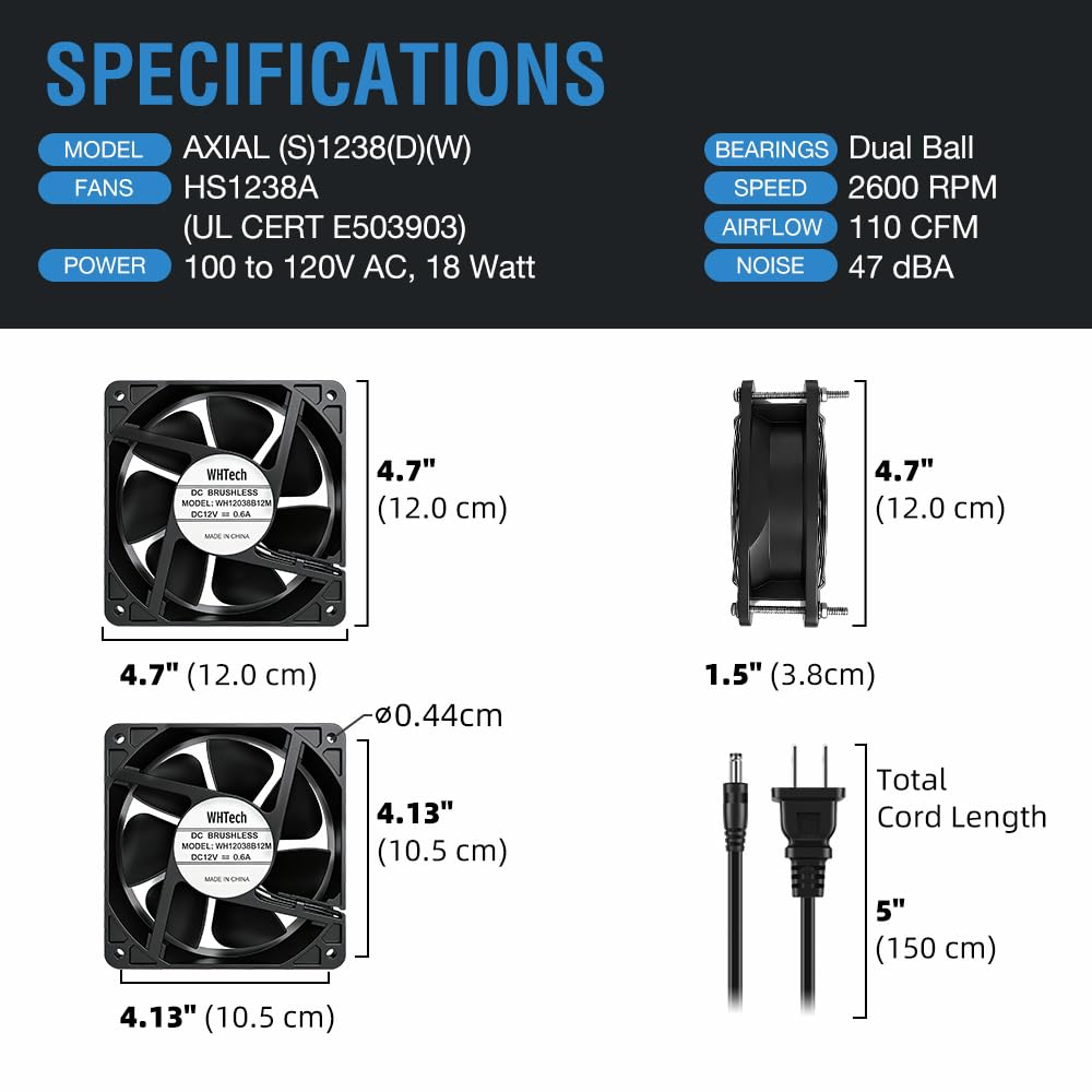 120mm x 38mm AC Muffin Fan with Variable Speed Controller W6185