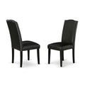 Black Faux Leather Padded Dining Chairs Set of 2 S20749