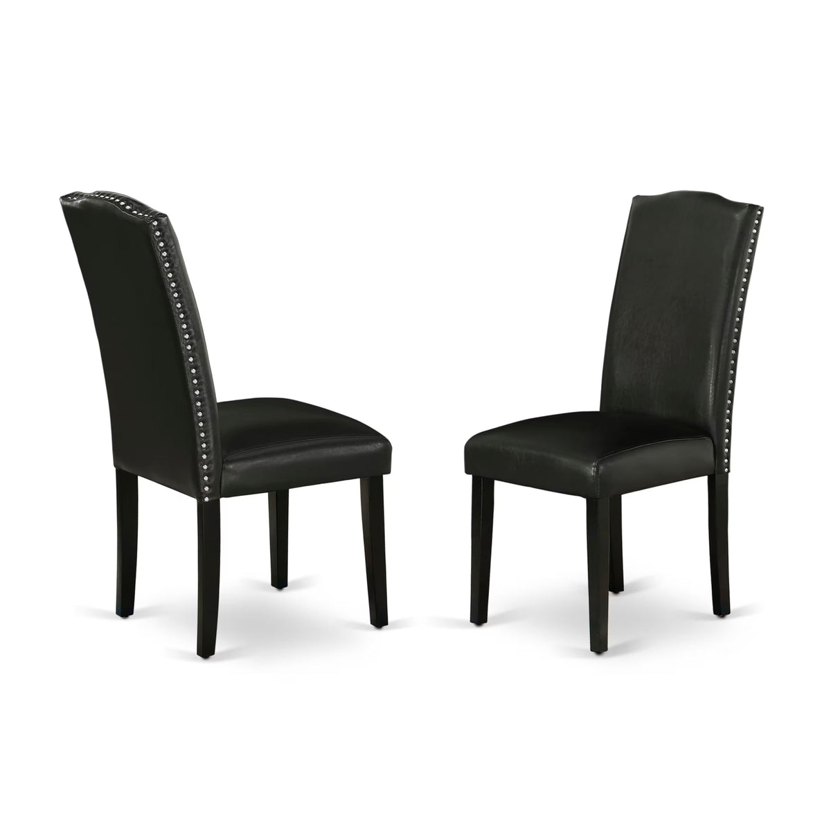 Black Faux Leather Padded Dining Chairs Set of 2 S20749