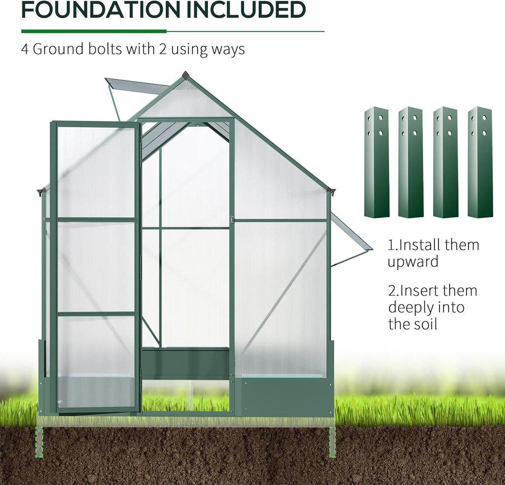 6' x 8' x 7' Walk-in Polycarbonate Greenhouse Y63128