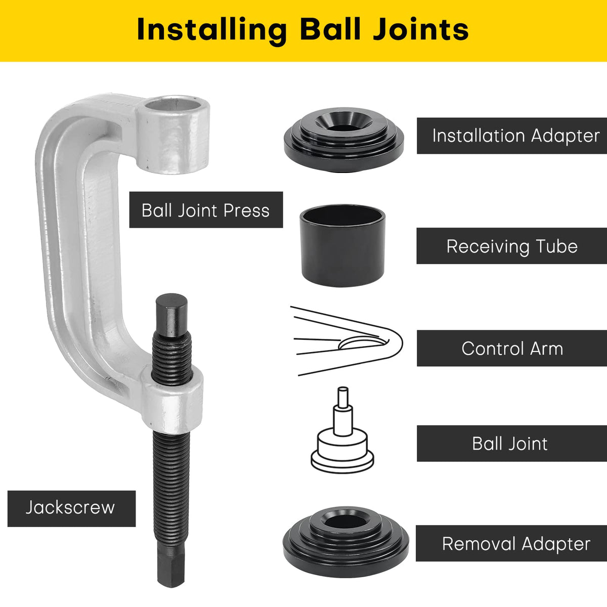 Heavy Duty Ball Joint Press & U Joint Removal Tools with 4-Wheel Drive Adapters C501