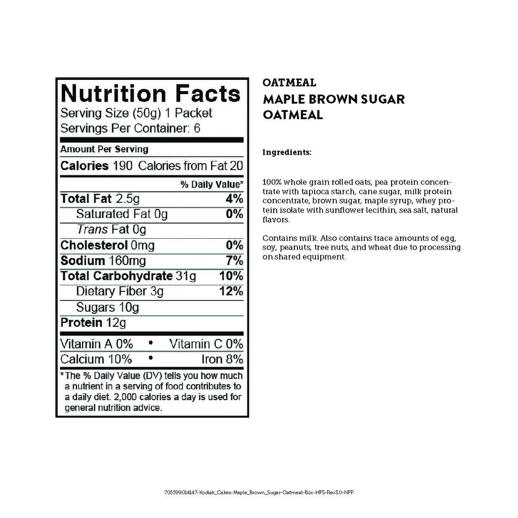 Instant Protein Oatmeal Packets, Maple & Brown Sugar, 6 Packets D17293