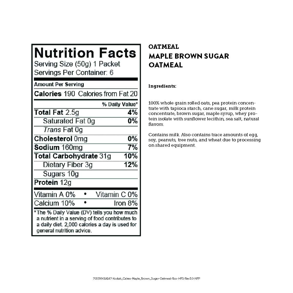 Instant Protein Oatmeal Packets, Maple & Brown Sugar, 6 Packets D17293