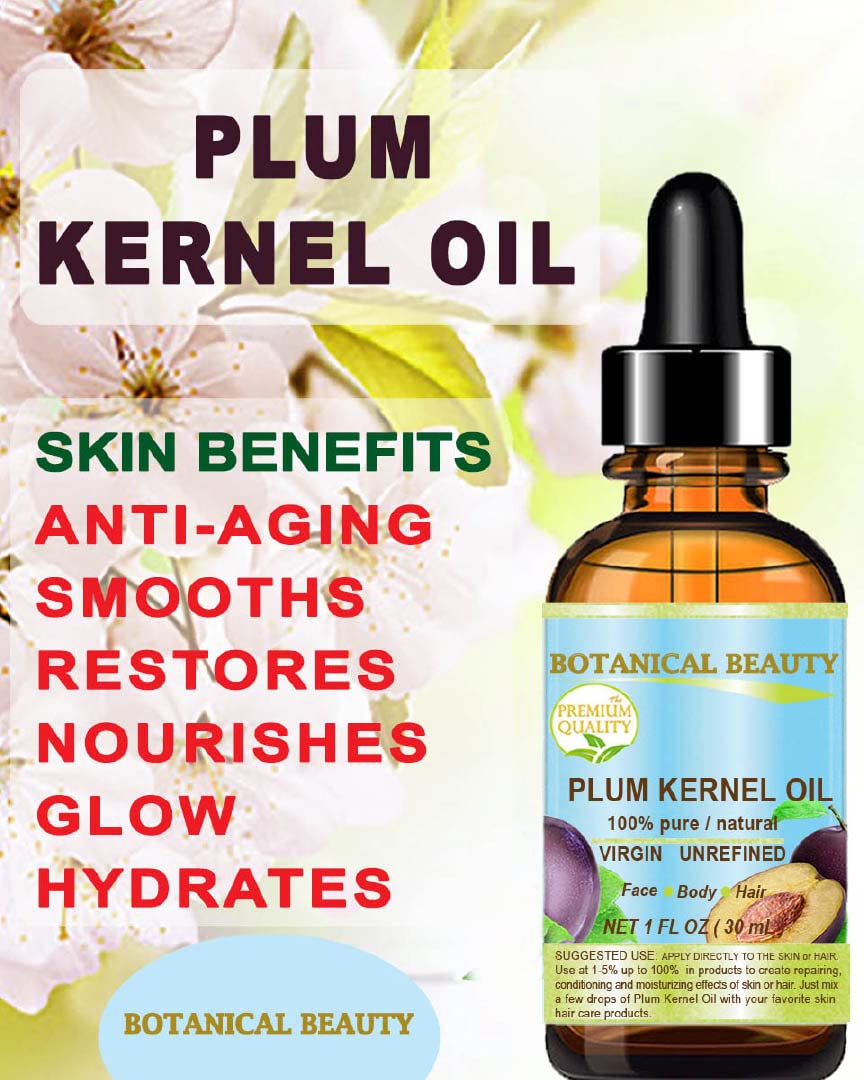 100% Pure Natural Virgin Unrefined Cold Pressed Plum Kernel Oil 1 oz O457
