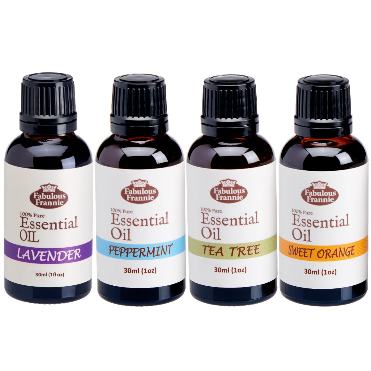 4 Pure Essential Oil Set Peppermint Lavender Sweet Orange Tea Tree 30ml K717422