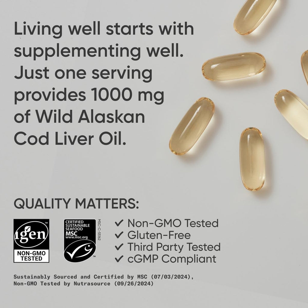 Omega-3 Cod Liver Oil 1000mg, Vitamin D 5000iu, Vitamin K 100mcg, Turmeric Curcumin Multivitamins O49379