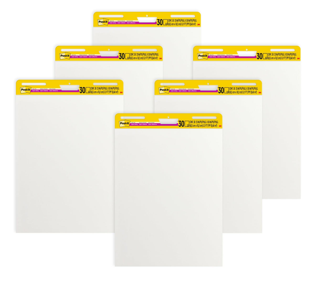 Super Sticky Easel Pad 25" x 30" 30 Sheets 6-Pack E697
