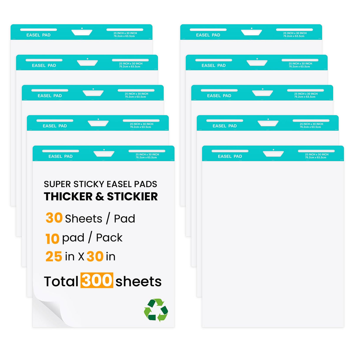 25x30 Inch Self-Adhesive Flip Chart Paper 10 Pack S12037