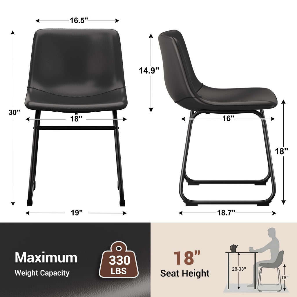 Black PU Leather Dining Chairs Set of 2 Y172860