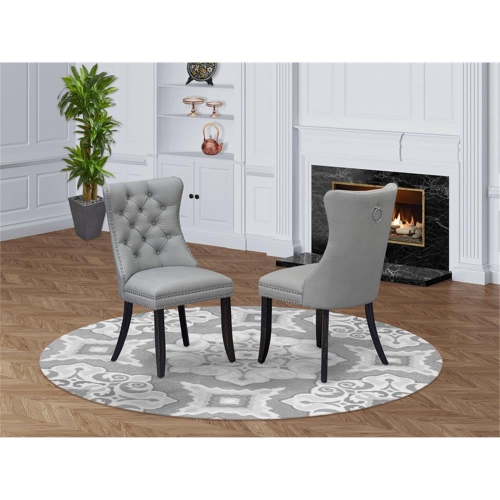 Sand Blasted Black Acacia Wood Dining Chair Set of 2 K37281