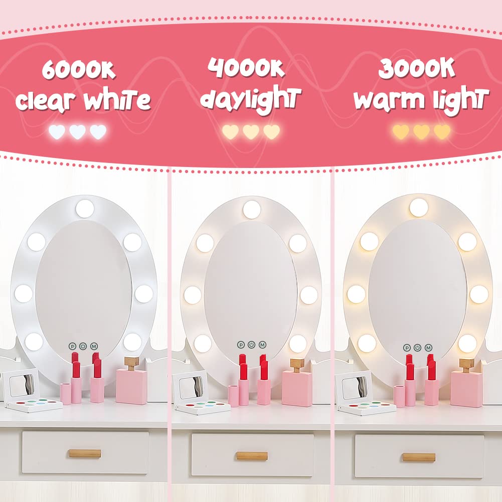 Vanity Table Set with Lighted Mirror and Stool F170
