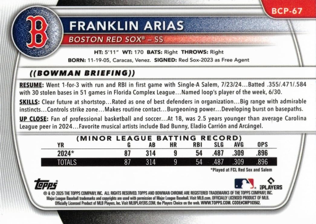 Franklin Arias Pre-Rookie Card I36569